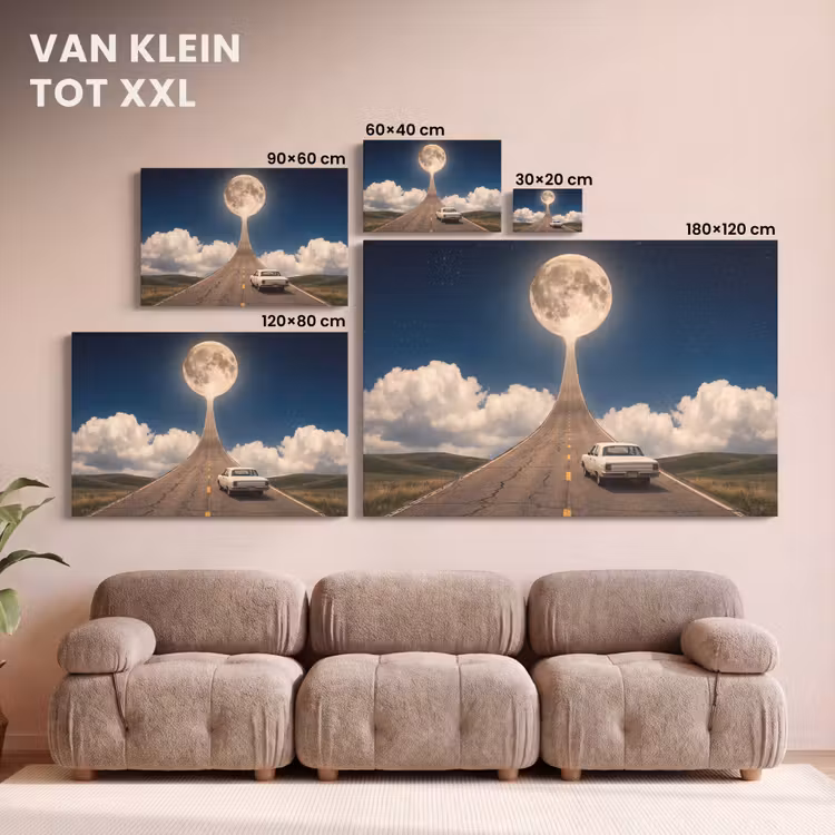 Canvas schilderij - Weg - Maan - Nacht — 7