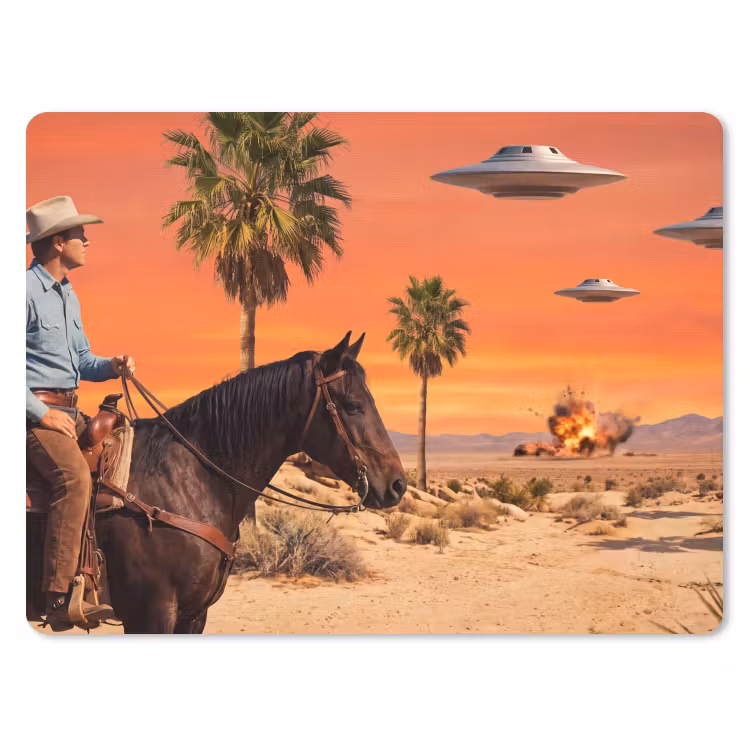 Muismat - Cowboy - Paard - Woestijn — 1