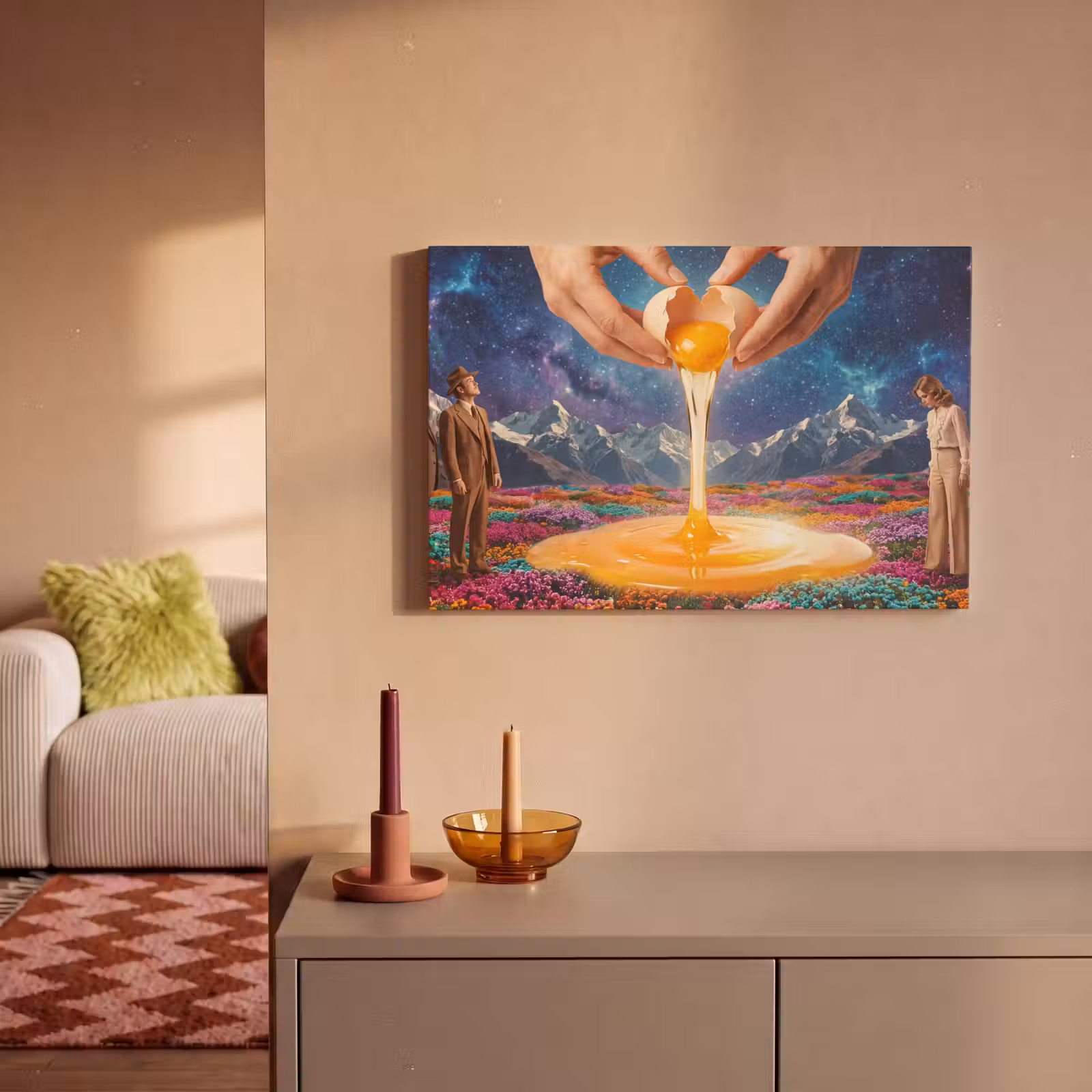 Canvas schilderij - Handen - Ei - Surrealisme — 1