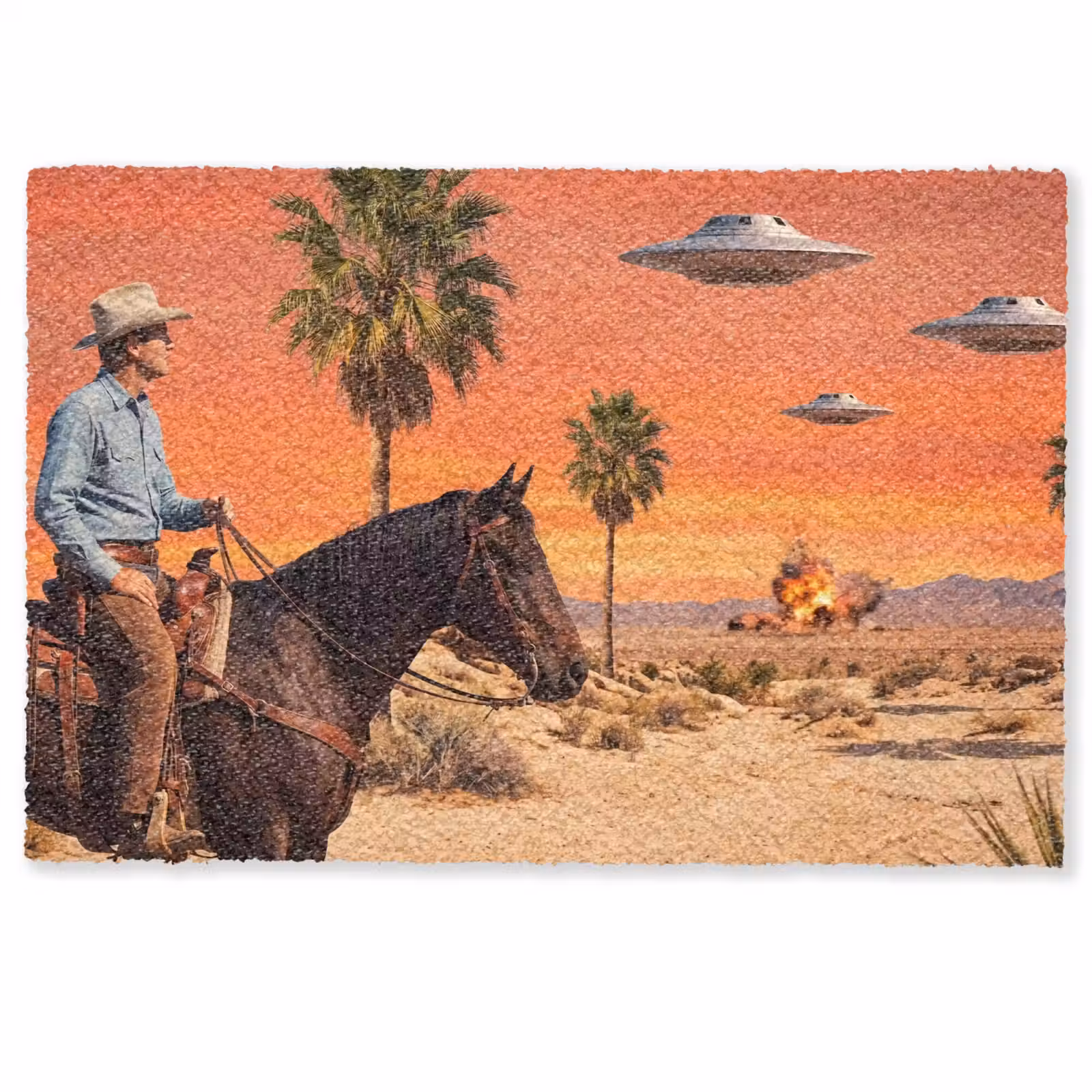 Deurmat - Cowboy - Paard - Woestijn — 1