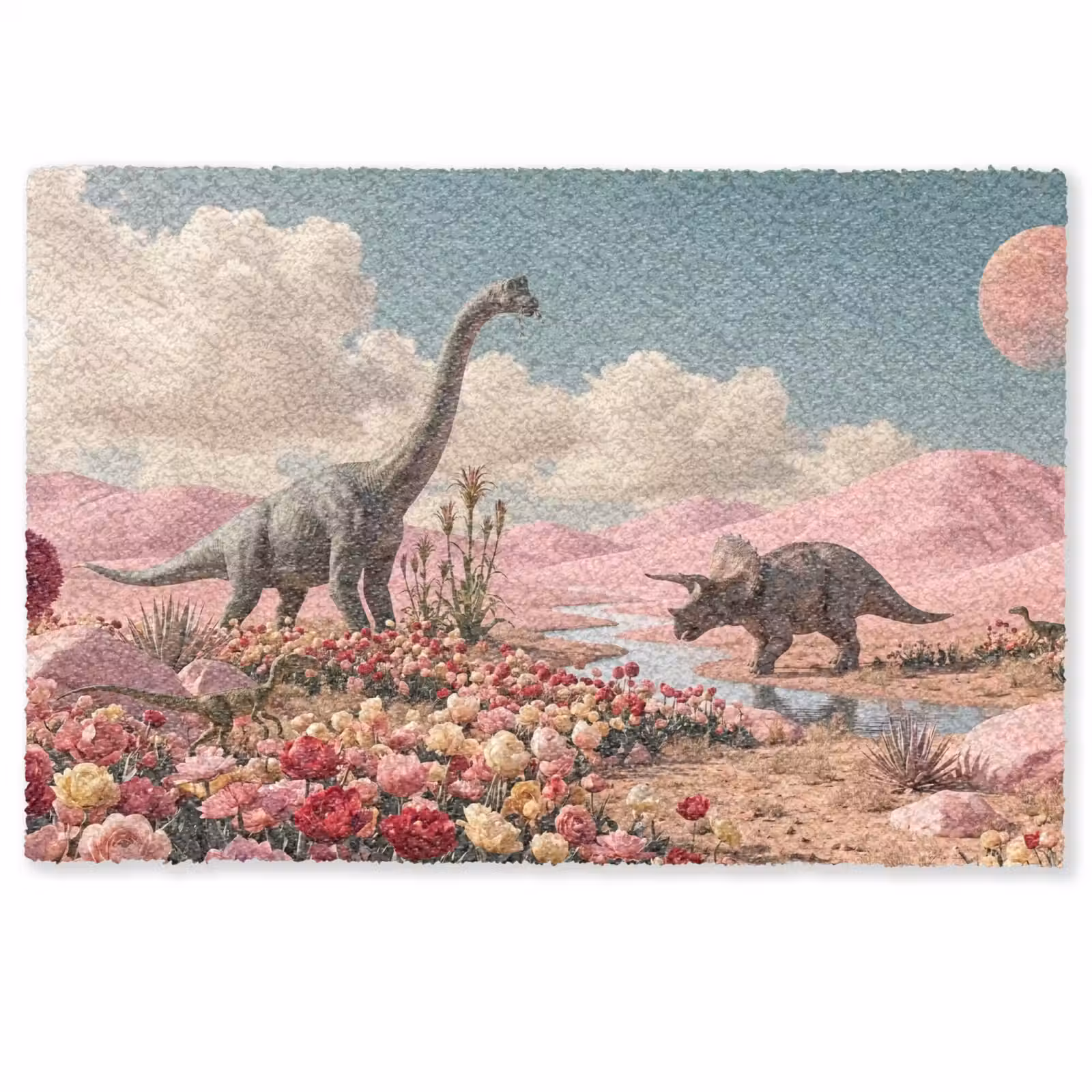 Deurmat - Dinosaurus - Roze - Landschap — 1
