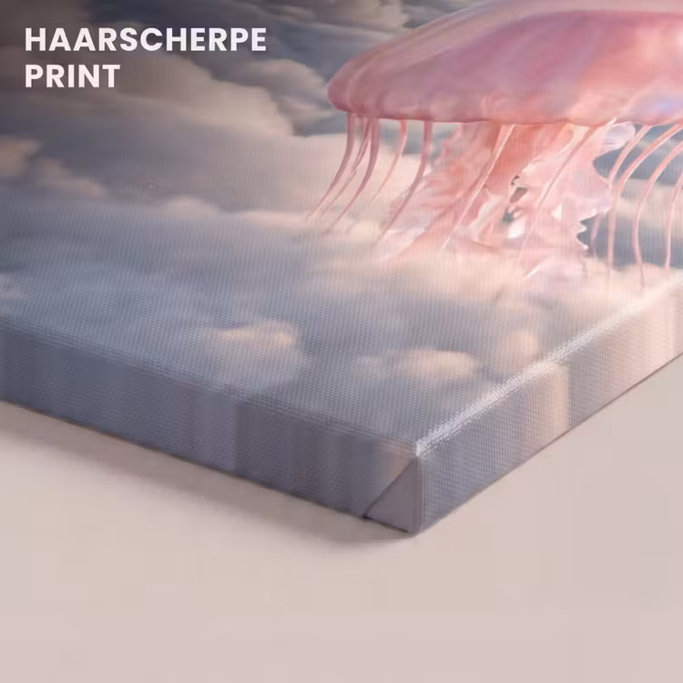 Canvas schilderij - Roze dier - Wolken — 4