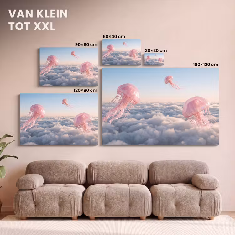 Canvas schilderij - Roze dier - Wolken — 7