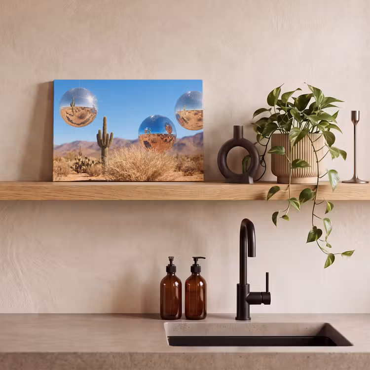 Canvas schilderij - Woestijn - Spiegelbal - Kunst — 3