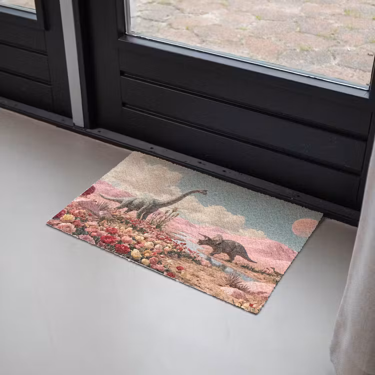 Deurmat - Dinosaurus - Roze - Landschap — 2