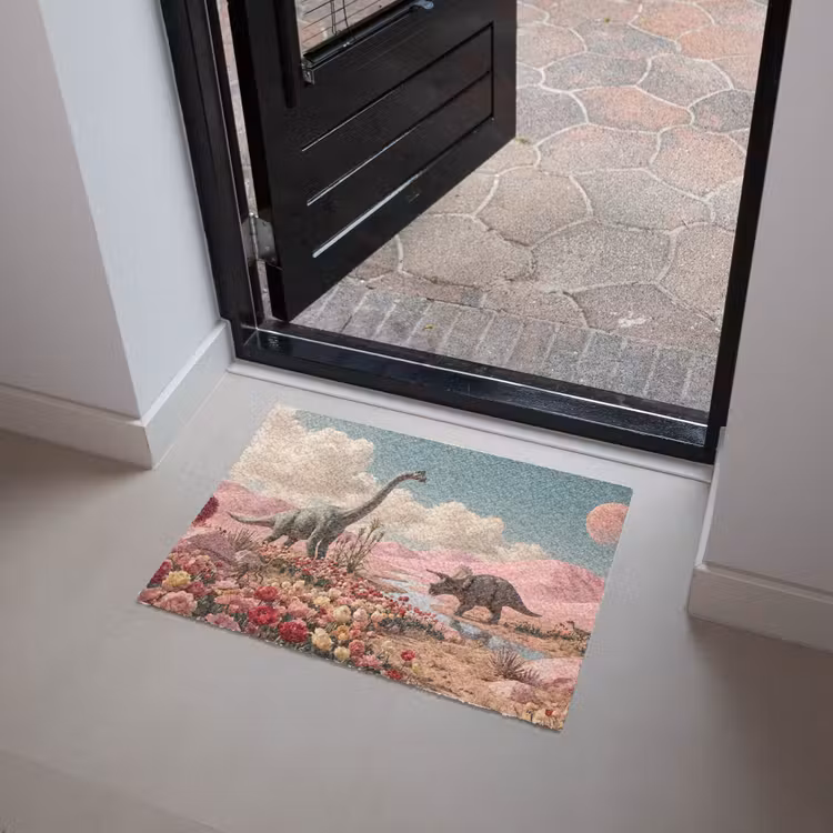Deurmat - Dinosaurus - Roze - Landschap — 4