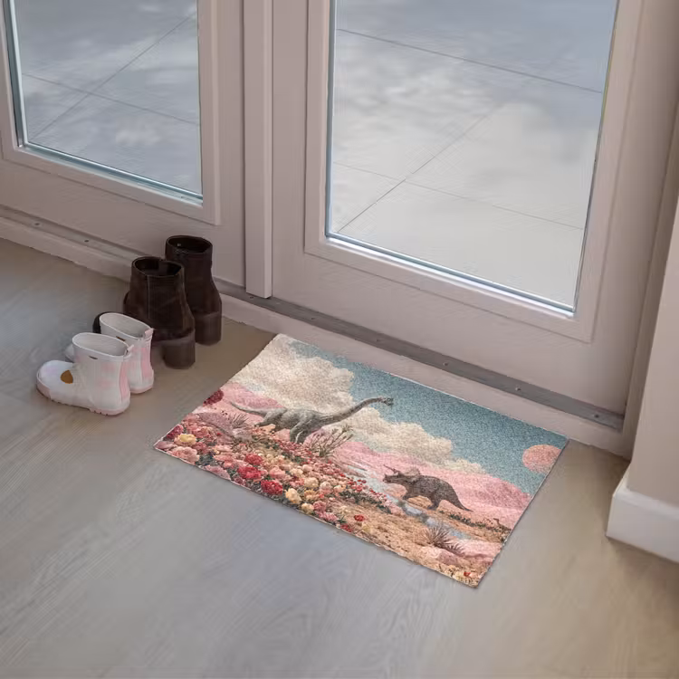 Deurmat - Dinosaurus - Roze - Landschap — 8