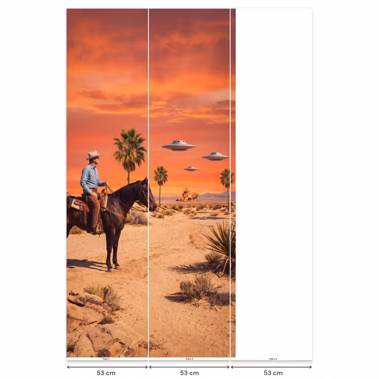 Behang - Cowboy - Paard - Woestijn β 6