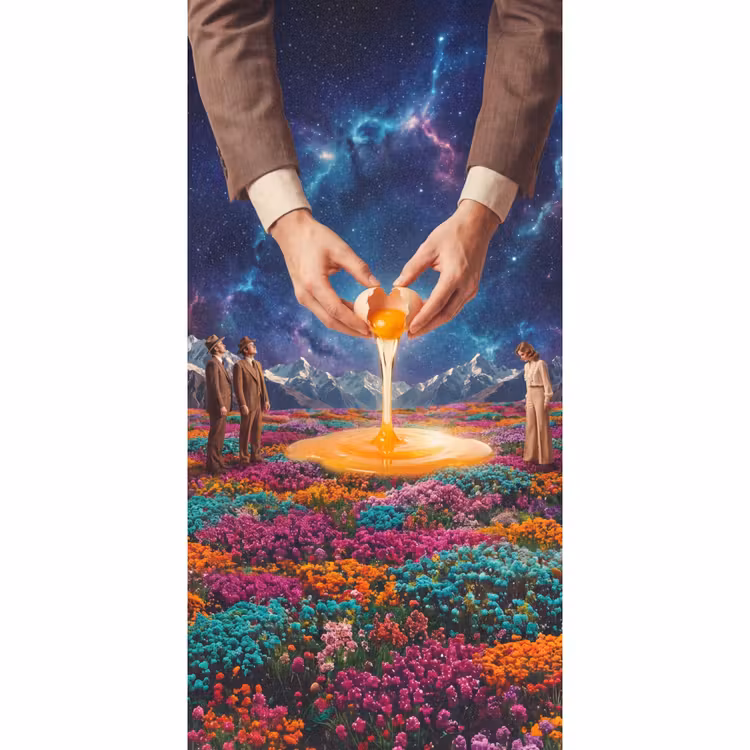 Behang - Handen - Ei - Surrealisme — 2