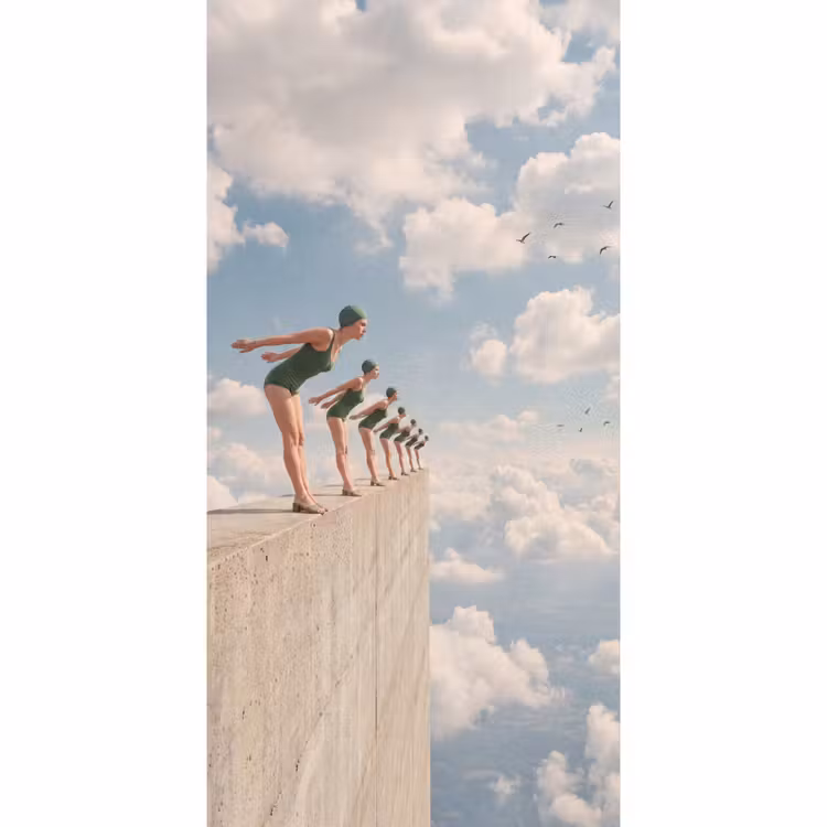 Behang - Vrouwen - Duikhouding - Wolken — 2