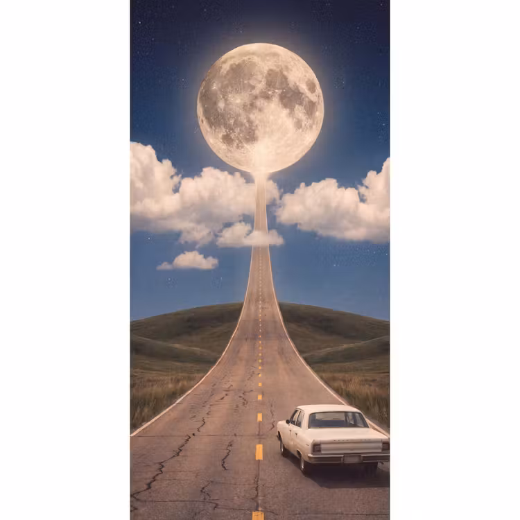 Behang - Weg - Maan - Nacht — 2