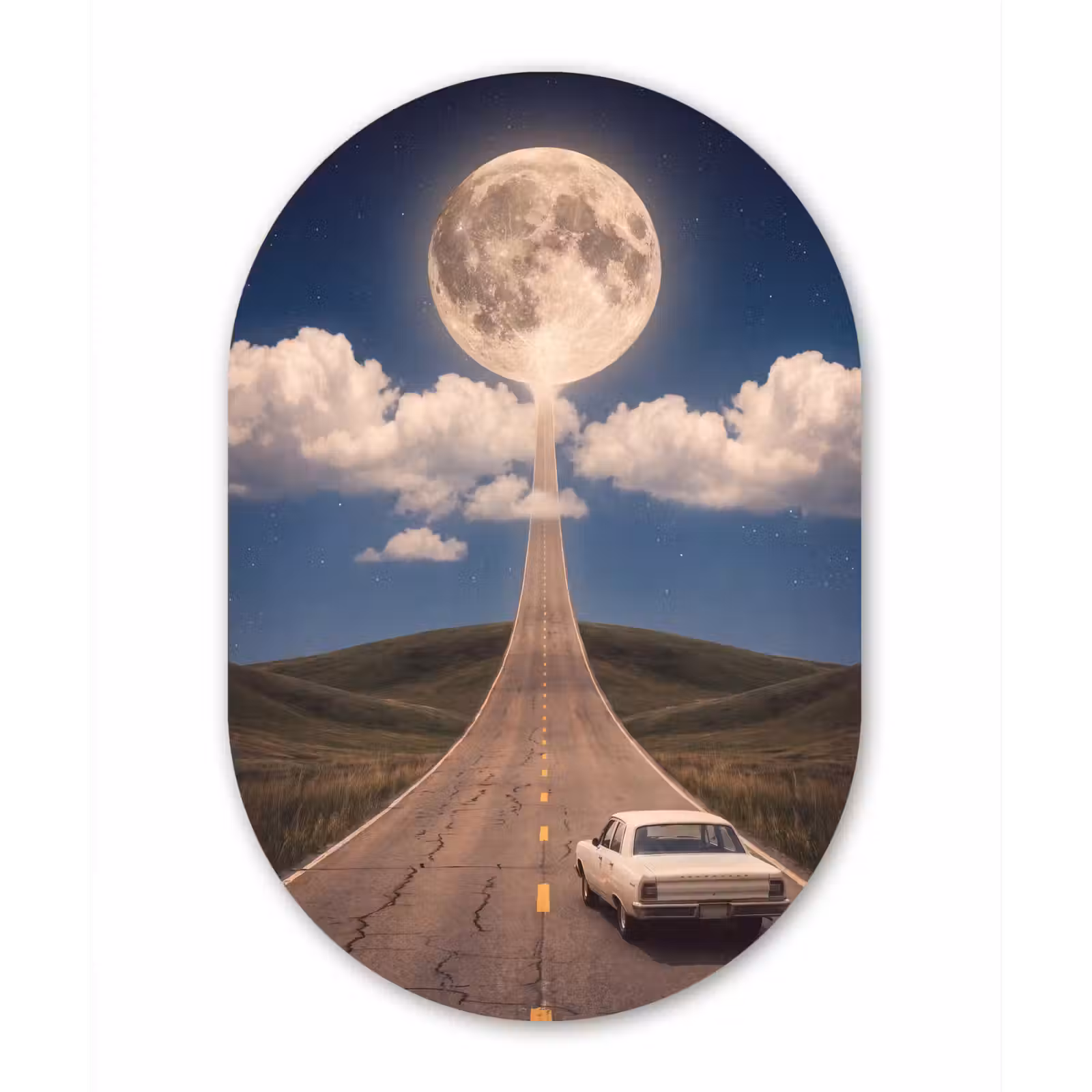 Muurovaal - Glas - Weg - Maan - Nacht — 1