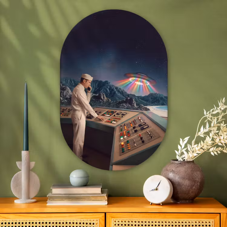 Muurovaal - Glas - Man - Controlekamer - Strand — 2