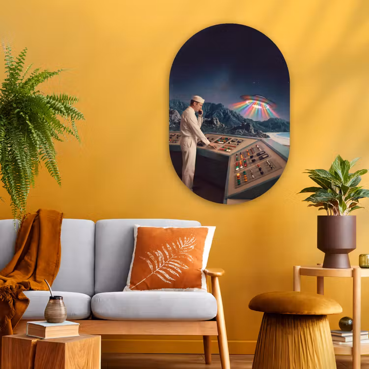 Muurovaal - Glas - Man - Controlekamer - Strand — 3