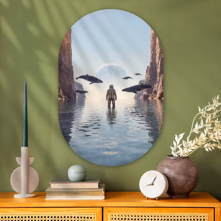 Muurovaal - Glas - Ruimtevaarder - Walvis - Fantasie — 2