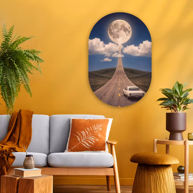 Muurovaal - Glas - Weg - Maan - Nacht — 3