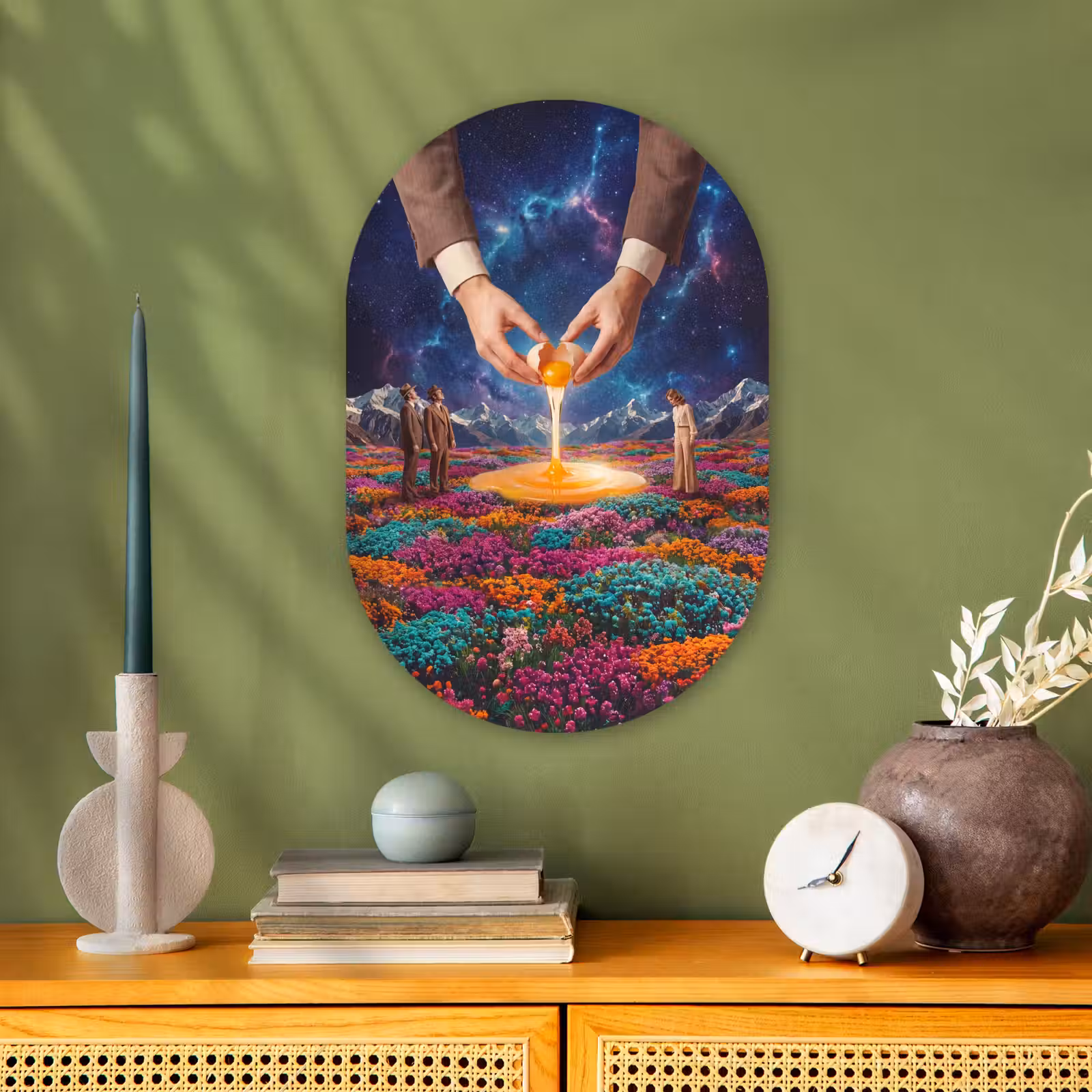 Muurovaal - Kunststof - Handen - Ei - Surrealisme — 1