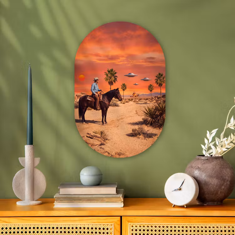 Muurovaal - Kunststof - Cowboy - Paard - Woestijn — 2