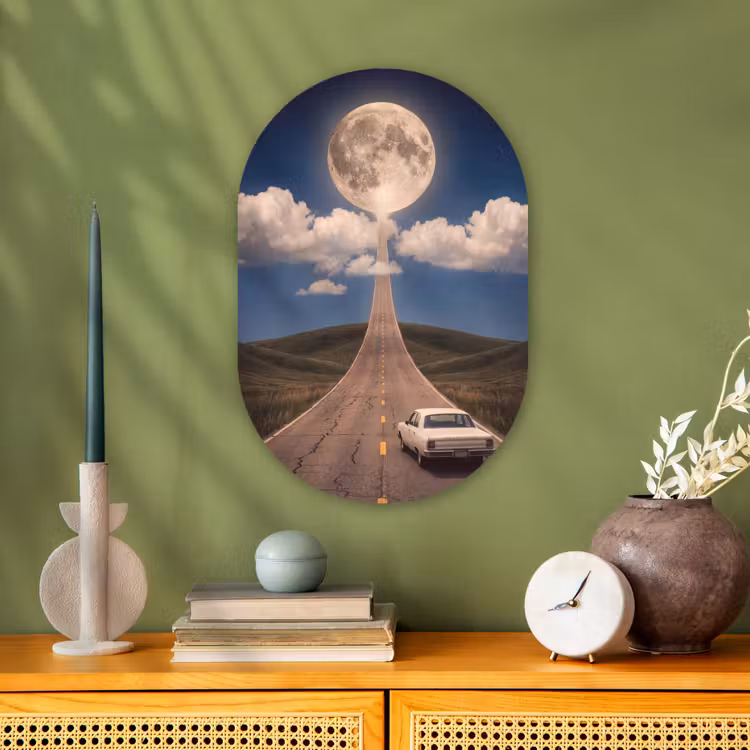 Muurovaal - Kunststof - Weg - Maan - Nacht — 1