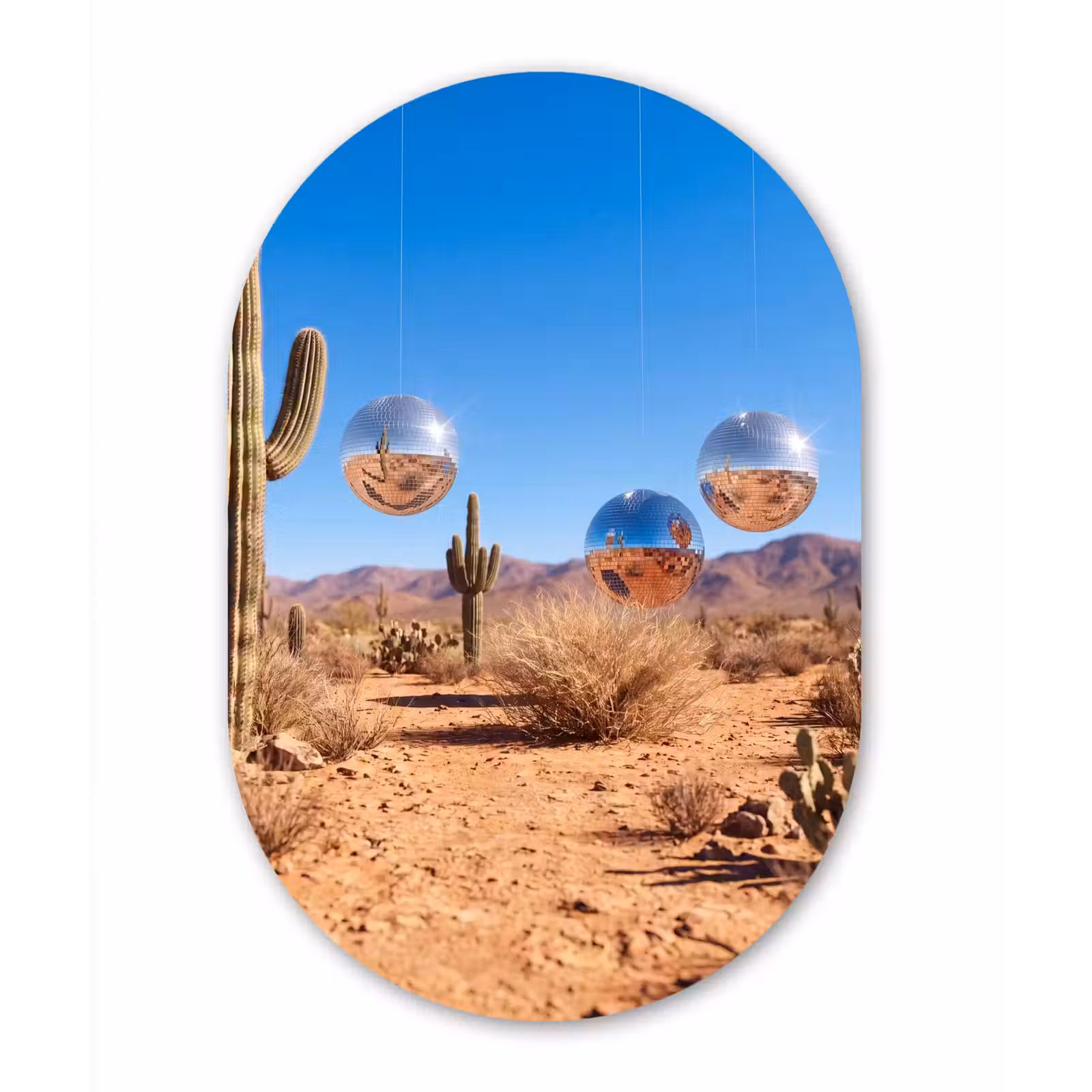 Muurovaal - Glas - Woestijn - Spiegelbal - Kunst — 1