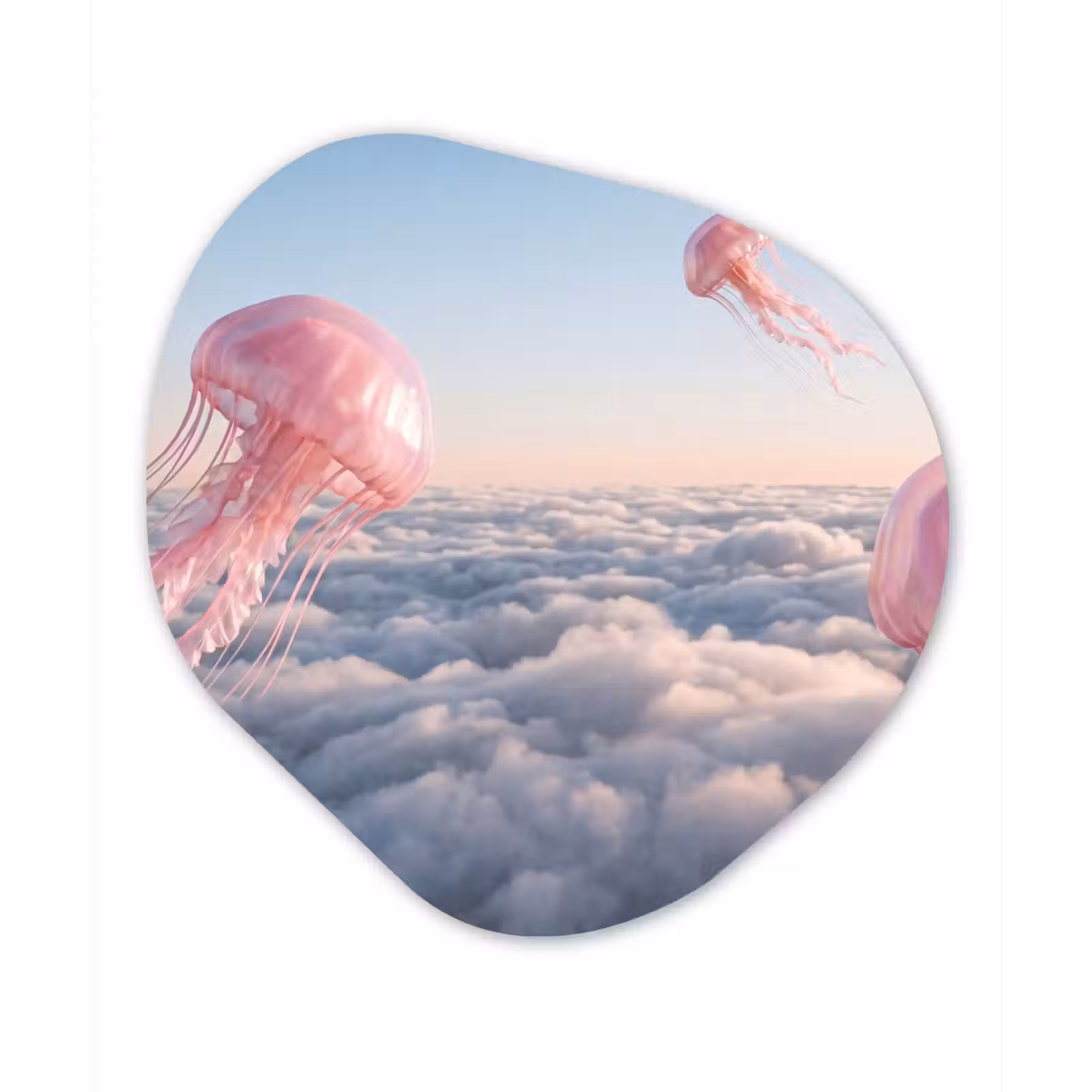 Organisch schilderij - Glas - Roze dier - Wolken — 1