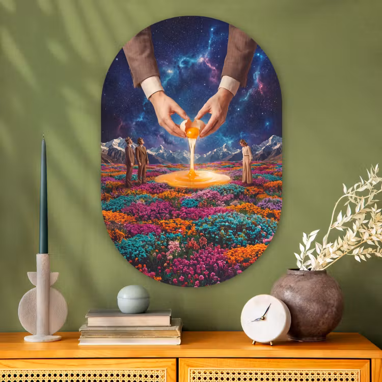 Muurovaal - Glas - Handen - Ei - Surrealisme — 2