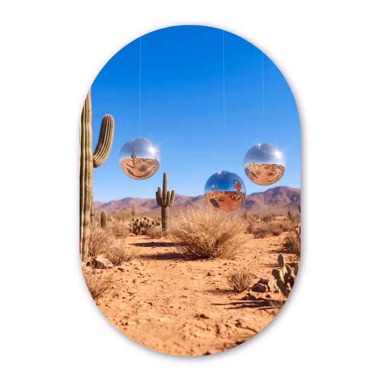 Muurovaal - Glas - Woestijn - Spiegelbal - Kunst — 1