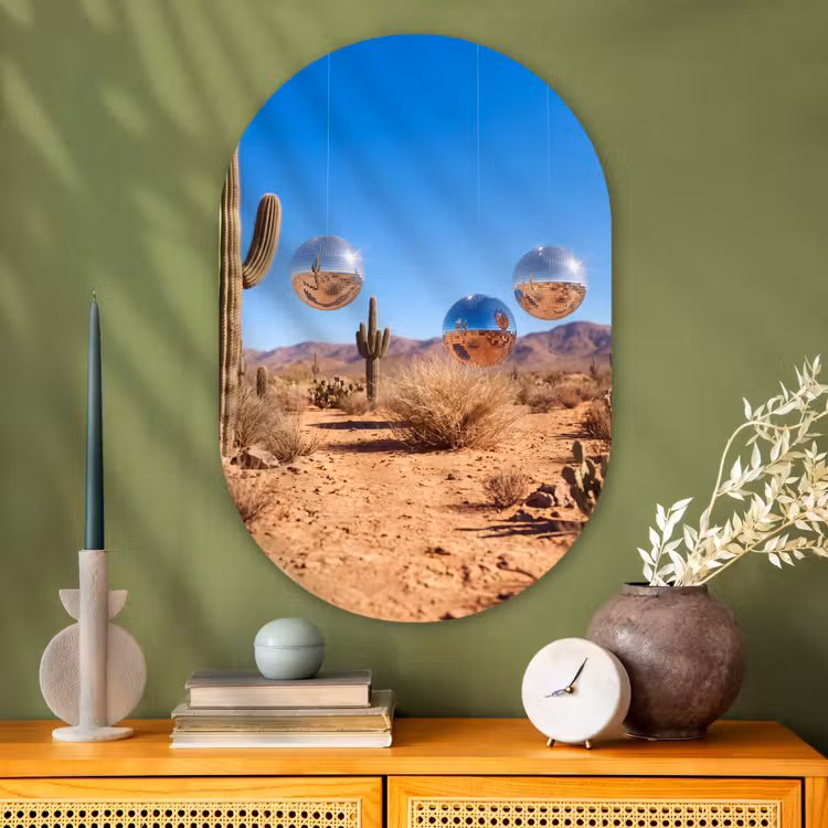 Muurovaal - Glas - Woestijn - Spiegelbal - Kunst — 2