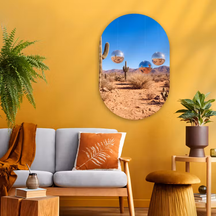 Muurovaal - Glas - Woestijn - Spiegelbal - Kunst — 3