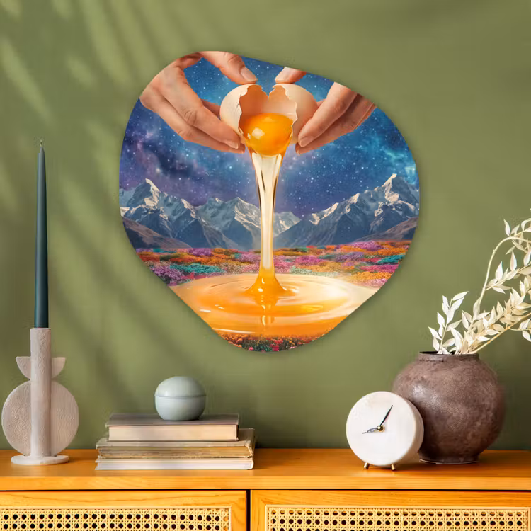 Organisch schilderij - Glas - Handen - Ei - Surrealisme — 2