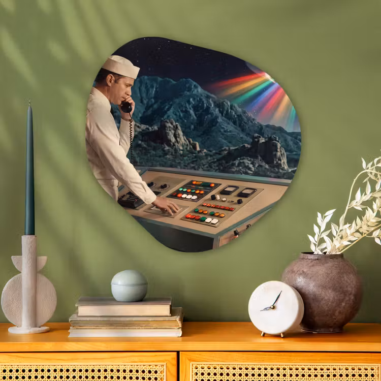 Organisch schilderij - Glas - Man - Controlekamer - Strand — 2