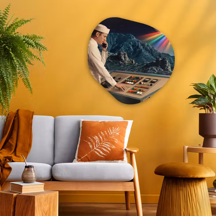 Organisch schilderij - Glas - Man - Controlekamer - Strand — 3