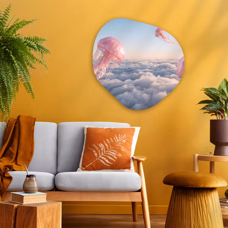 Organisch schilderij - Glas - Roze dier - Wolken — 3