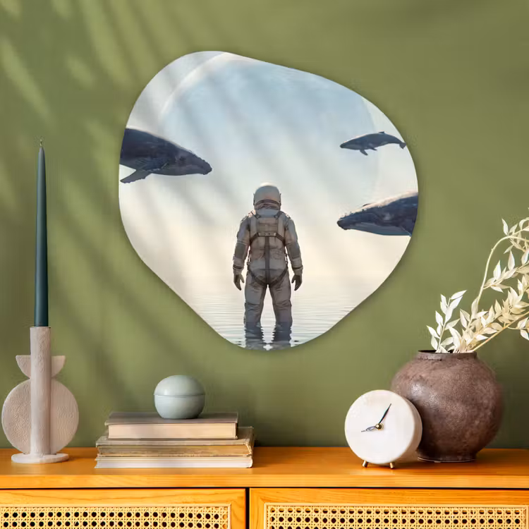 Organisch schilderij - Glas - Ruimtevaarder - Walvis - Fantasie — 2