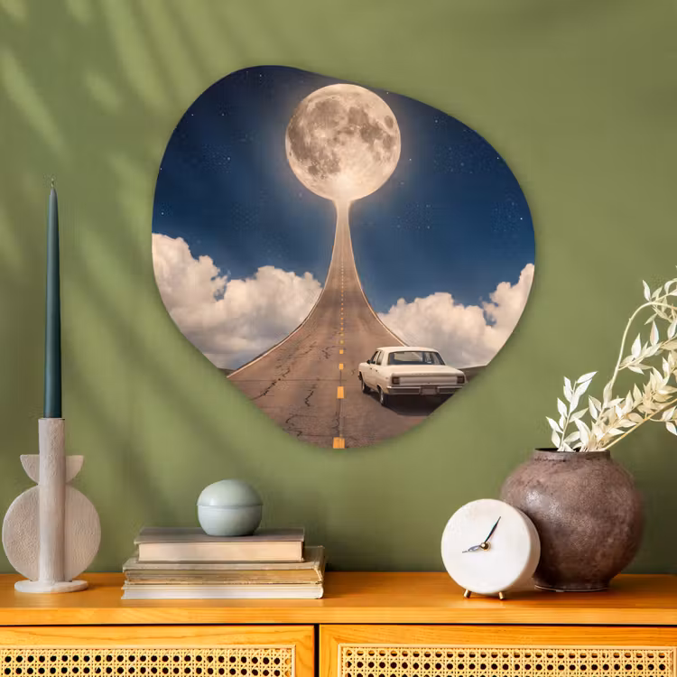 Organisch schilderij - Glas - Weg - Maan - Nacht — 2