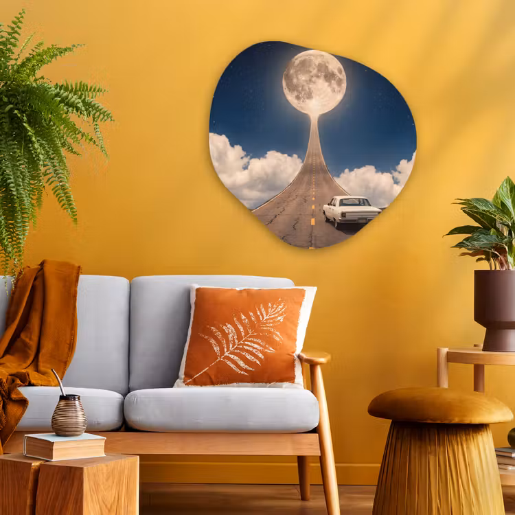 Organisch schilderij - Glas - Weg - Maan - Nacht — 3