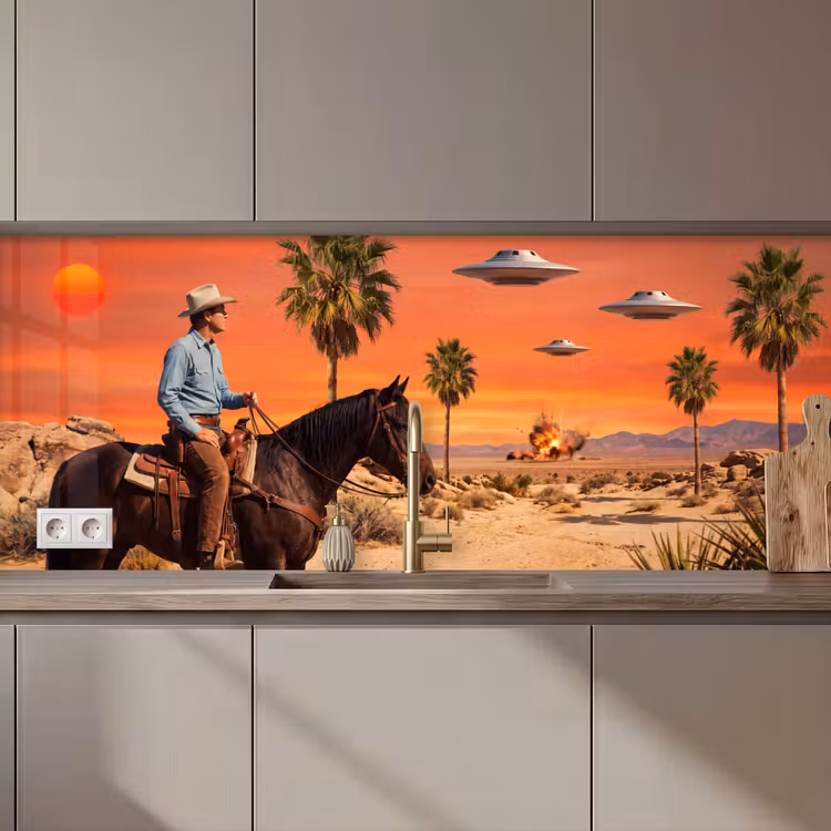 Keuken achterwand - Cowboy - Paard - Woestijn — 1