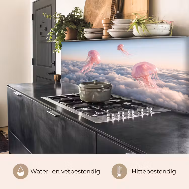 Keuken achterwand - Roze dier - Wolken — 3