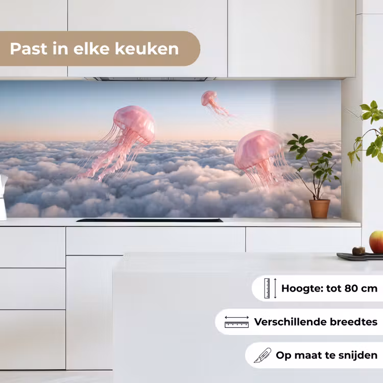 Keuken achterwand - Roze dier - Wolken — 4