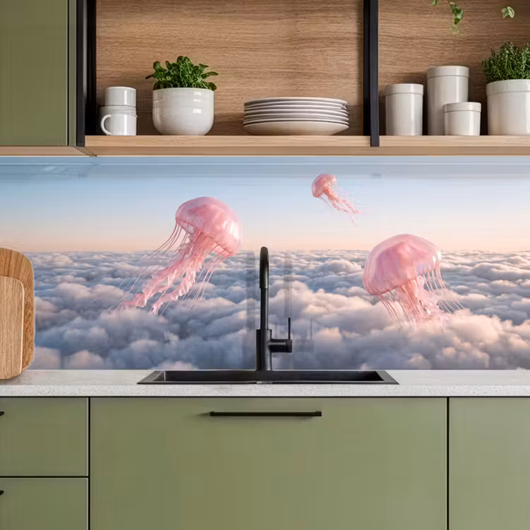 Keuken achterwand - Roze dier - Wolken — 5