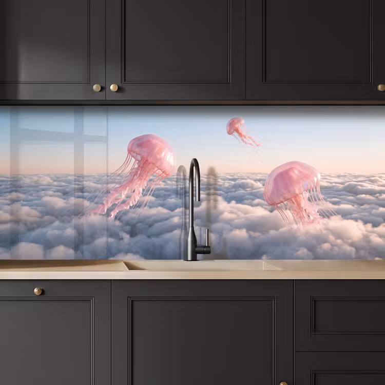 Keuken achterwand - Roze dier - Wolken — 6