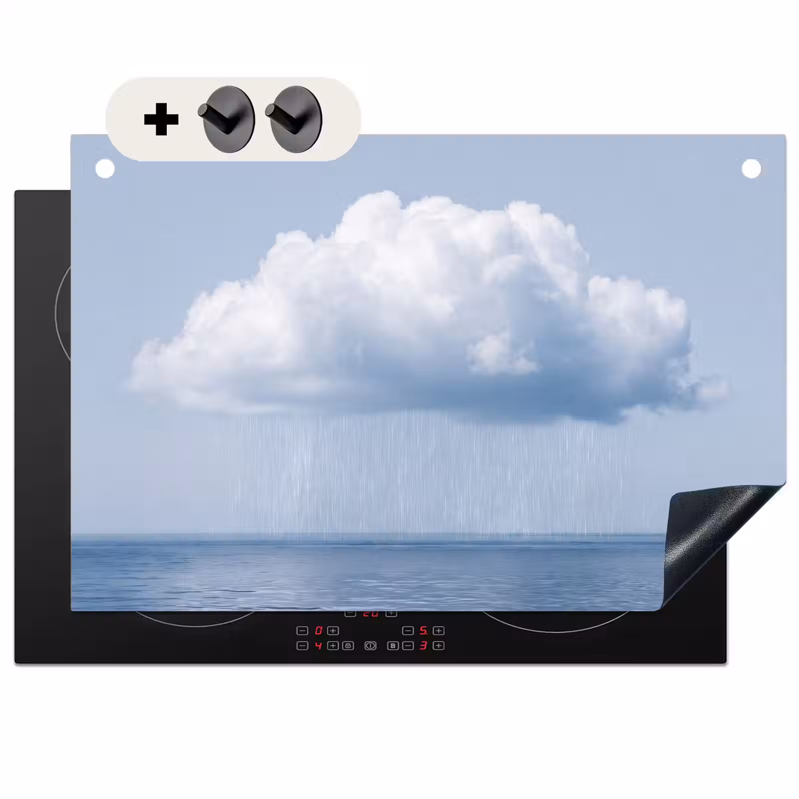 Inductie beschermer en spatscherm (2in1) - Wolk - Regen - Natuur — 1