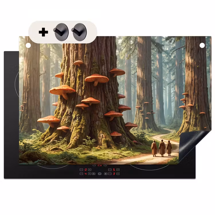 Inductie beschermer en spatscherm (2in1) - Bos - Bomen - Natuur — 1