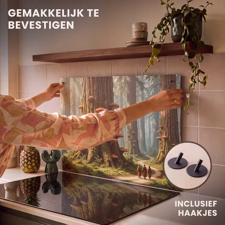 Inductie beschermer en spatscherm (2in1) - Bos - Bomen - Natuur — 7