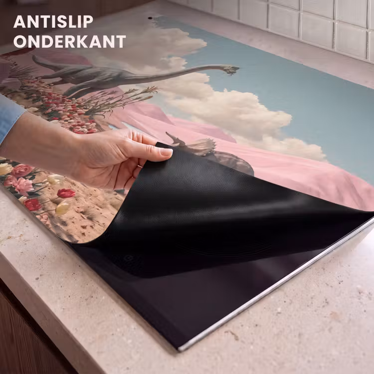 Inductie beschermer en spatscherm (2in1) - Dinosaurus - Roze - Landschap — 4