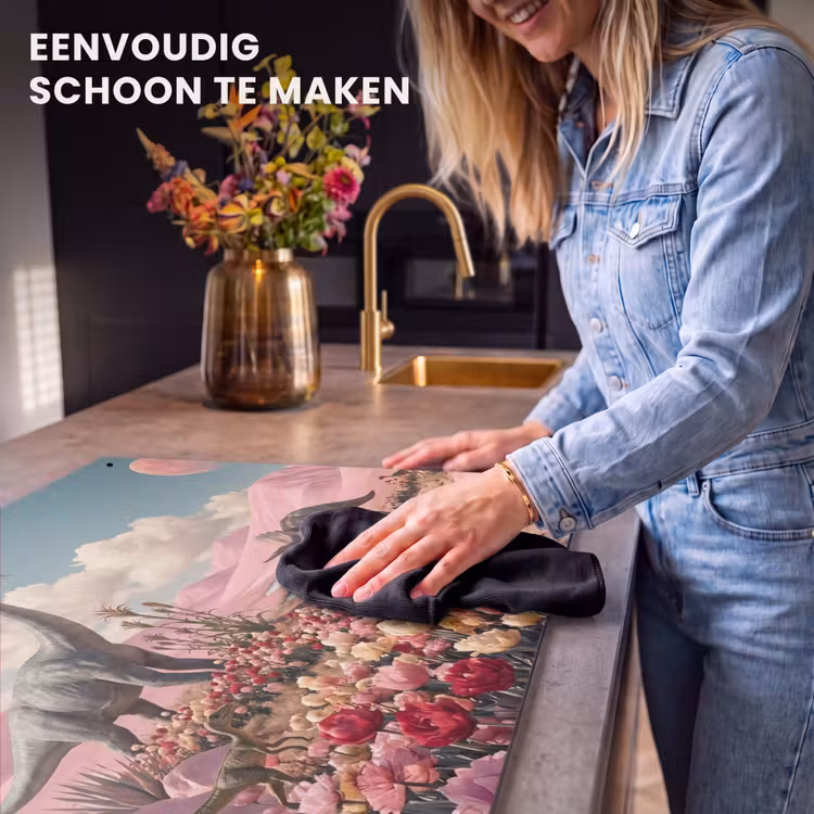 Inductie beschermer en spatscherm (2in1) - Dinosaurus - Roze - Landschap — 5