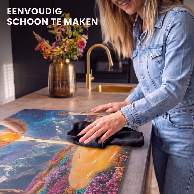Inductie beschermer en spatscherm (2in1) - Handen - Ei - Surrealisme — 5