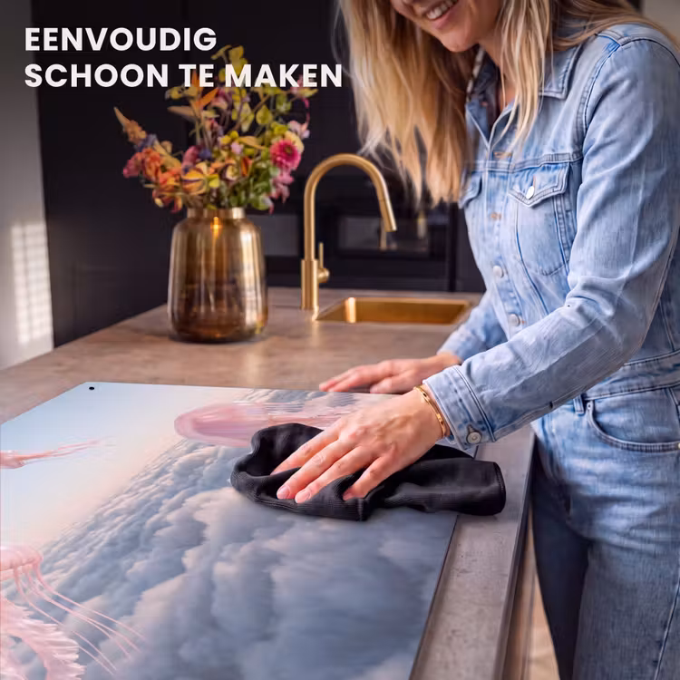 Inductie beschermer en spatscherm (2in1) - Roze dier - Wolken — 5