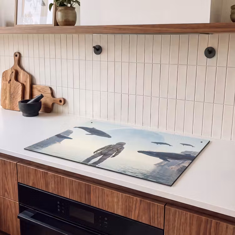 Inductie beschermer en spatscherm (2in1) - Ruimtevaarder - Walvis - Fantasie — 3