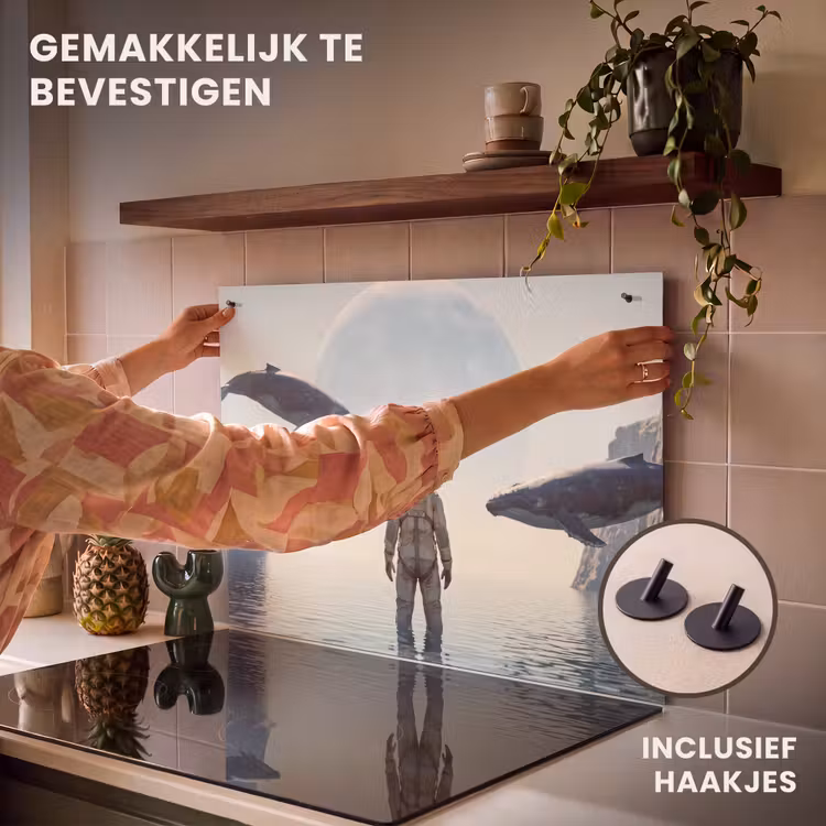 Inductie beschermer en spatscherm (2in1) - Ruimtevaarder - Walvis - Fantasie — 7